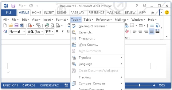 alt= Klasické menu Microsoft Office
